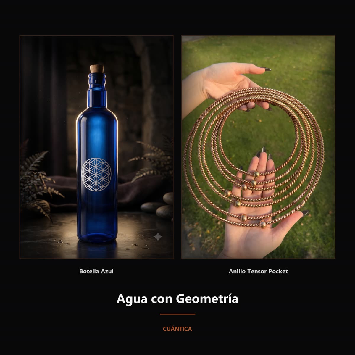 Combo botella azul y anillo tensor pocket