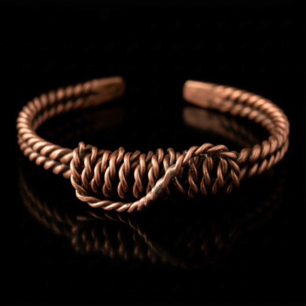Brazalete de cobre Micro Acu-Vac, doble trenzado con bobina central